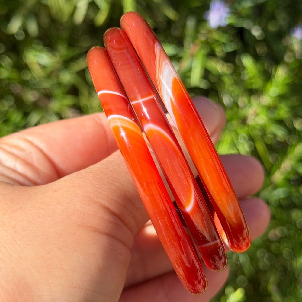 58mm inner diameter stackable skinny carnelian bangle set 0410